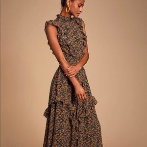 Lulu’s - Evalina Mustard Yellow Mock Neck Midi